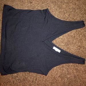 Black v neck tank top.